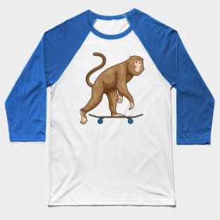 Monkey Skater Skateboard Baseball T-Shirt